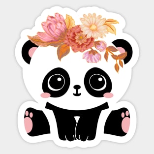 Flower Crown Panda Sticker